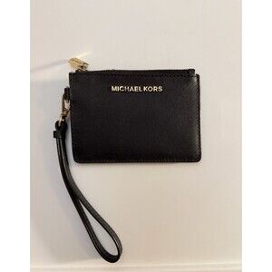Michael Kors Black Saffiano Leather Wristlet Card Holder Wallet